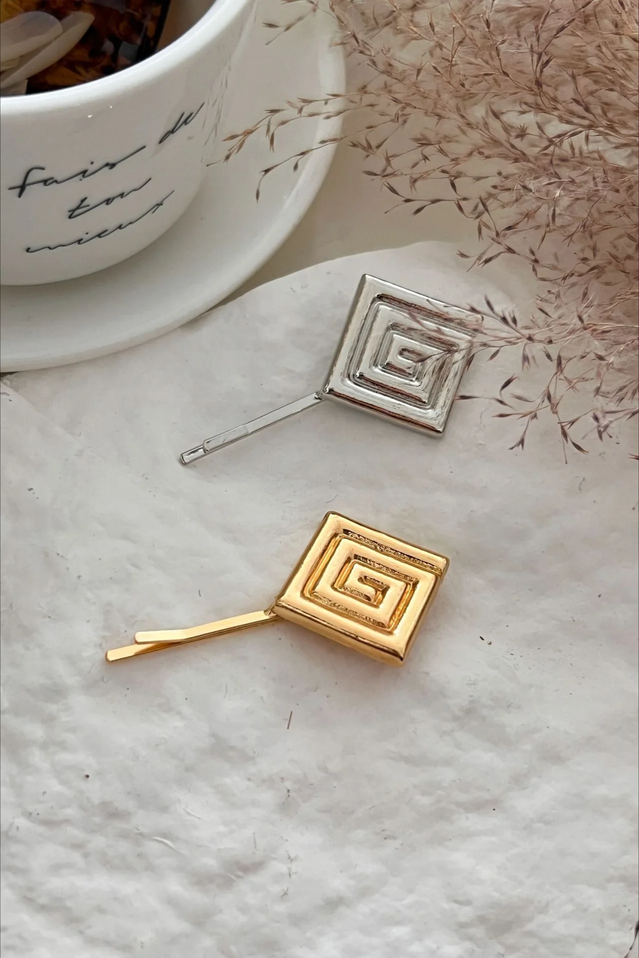 2-Piece Guilloche Design Braid Accent Hairpin Set - Image 10