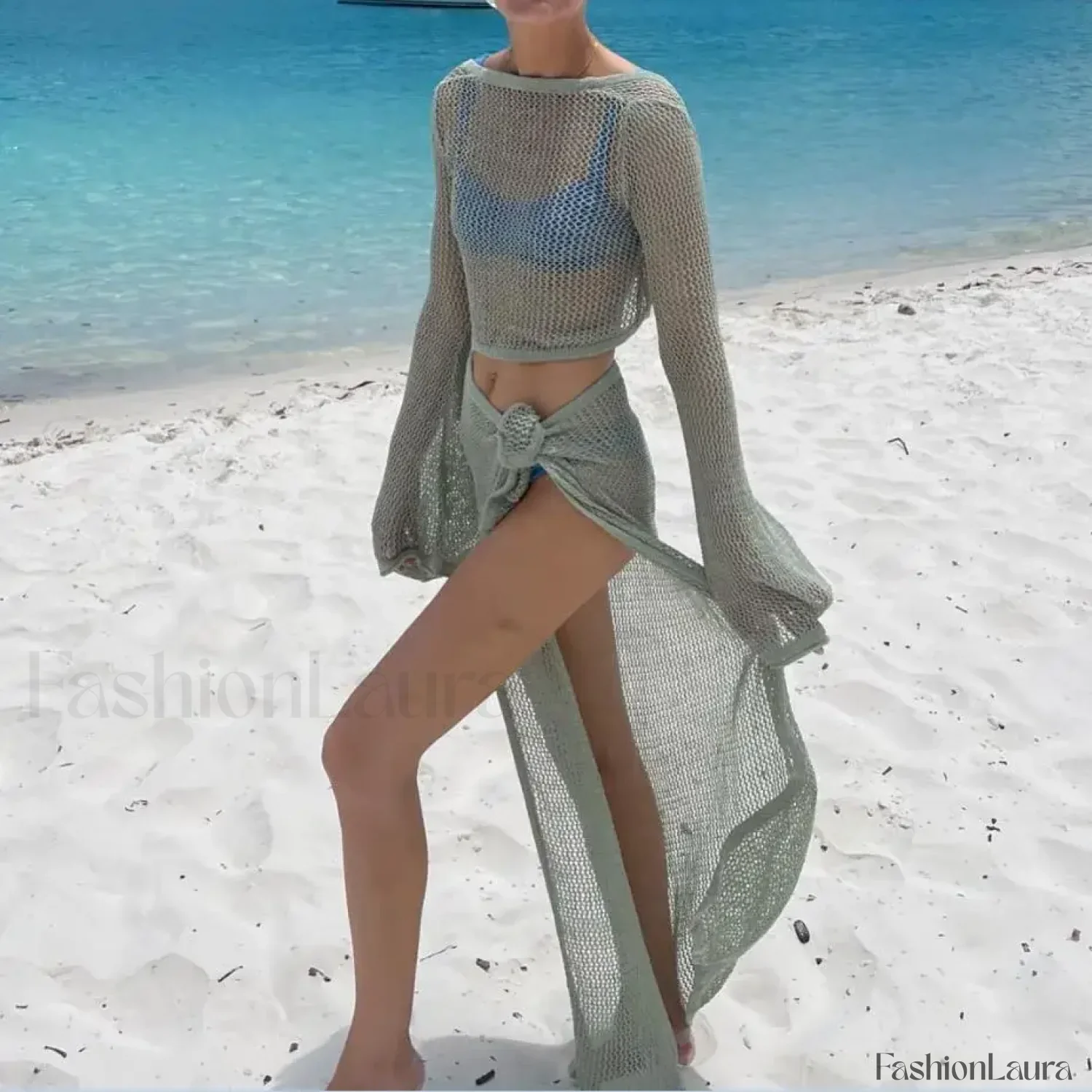 2PC Knit Crop Skirt Cover Up - Image 27