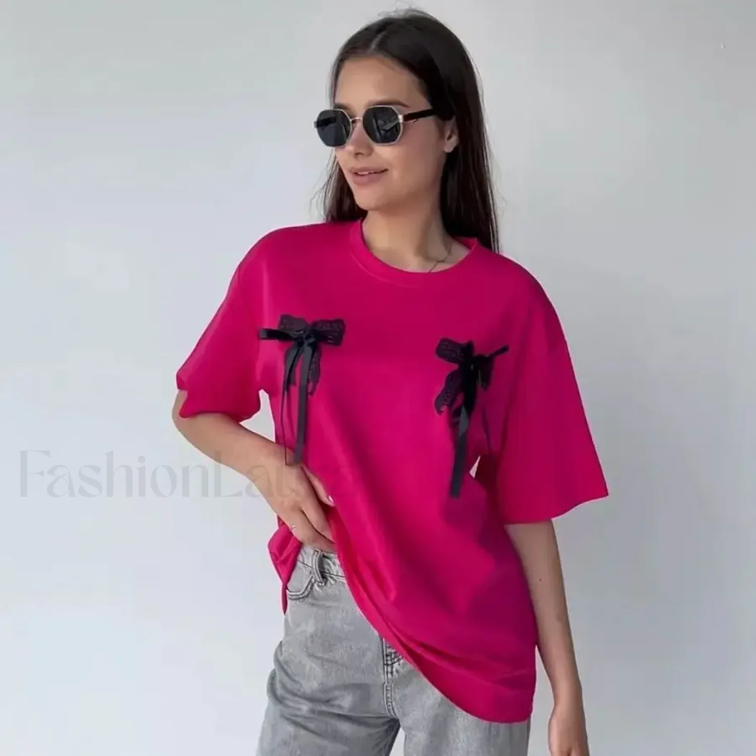 3D Bow Print Cotton T-Shirt - Image 8