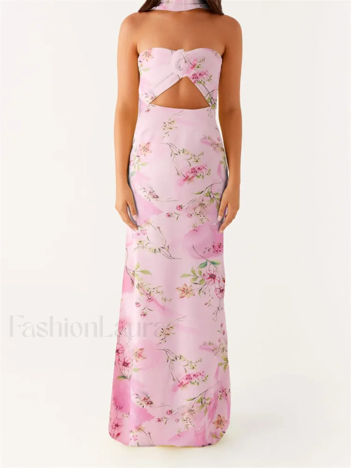 3D Flower Patchwork Tube Maxi Dress - Image 10