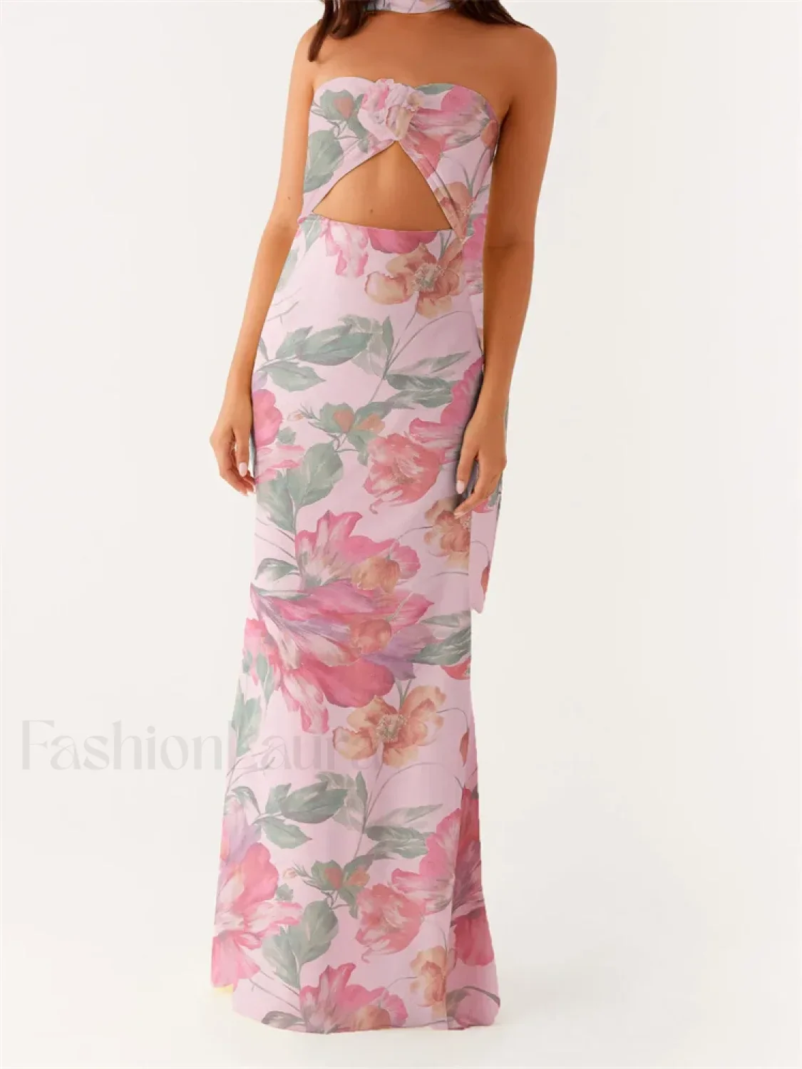 3D Flower Patchwork Tube Maxi Dress - Image 11