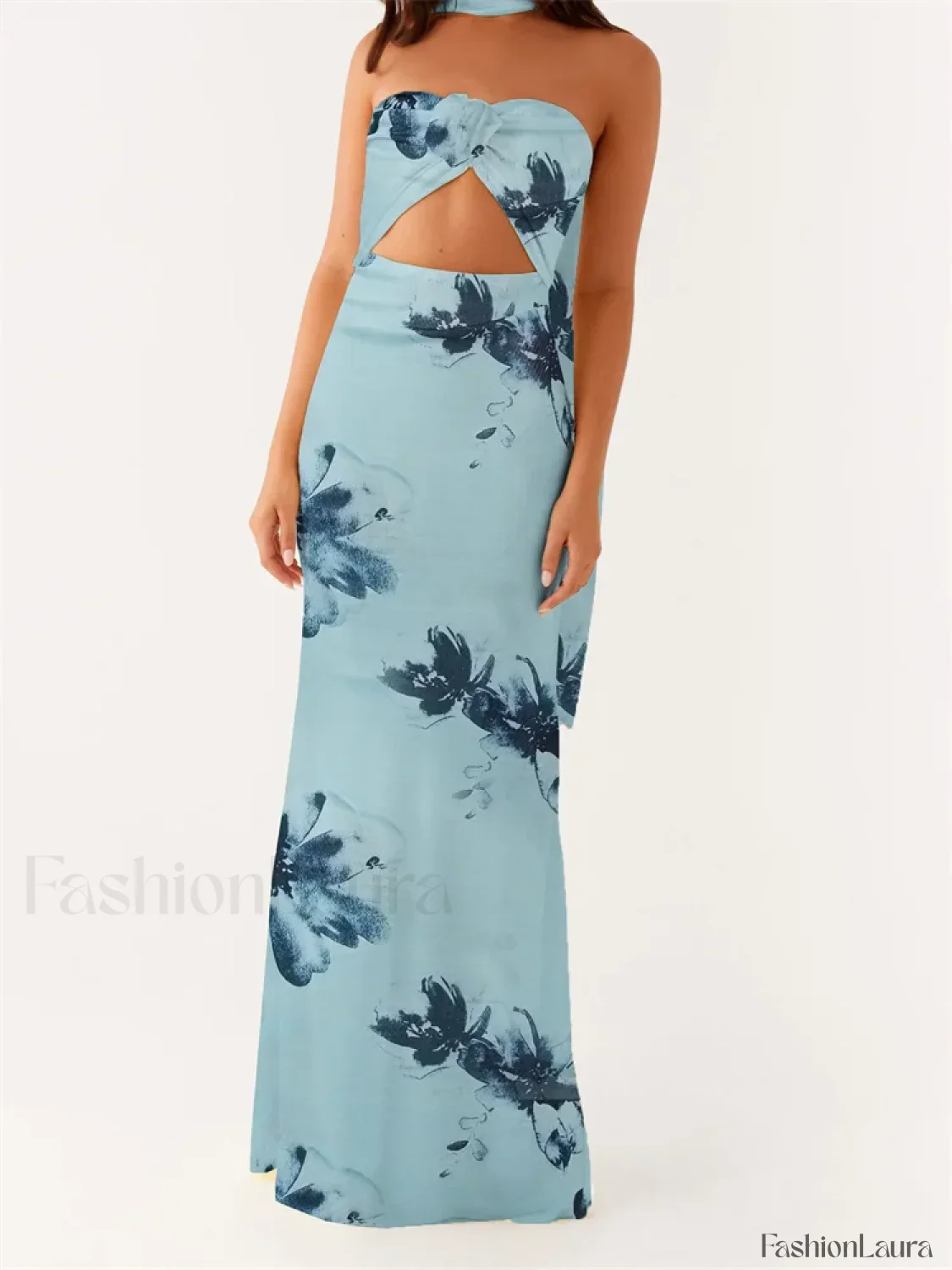 3D Flower Patchwork Tube Maxi Dress - Image 15
