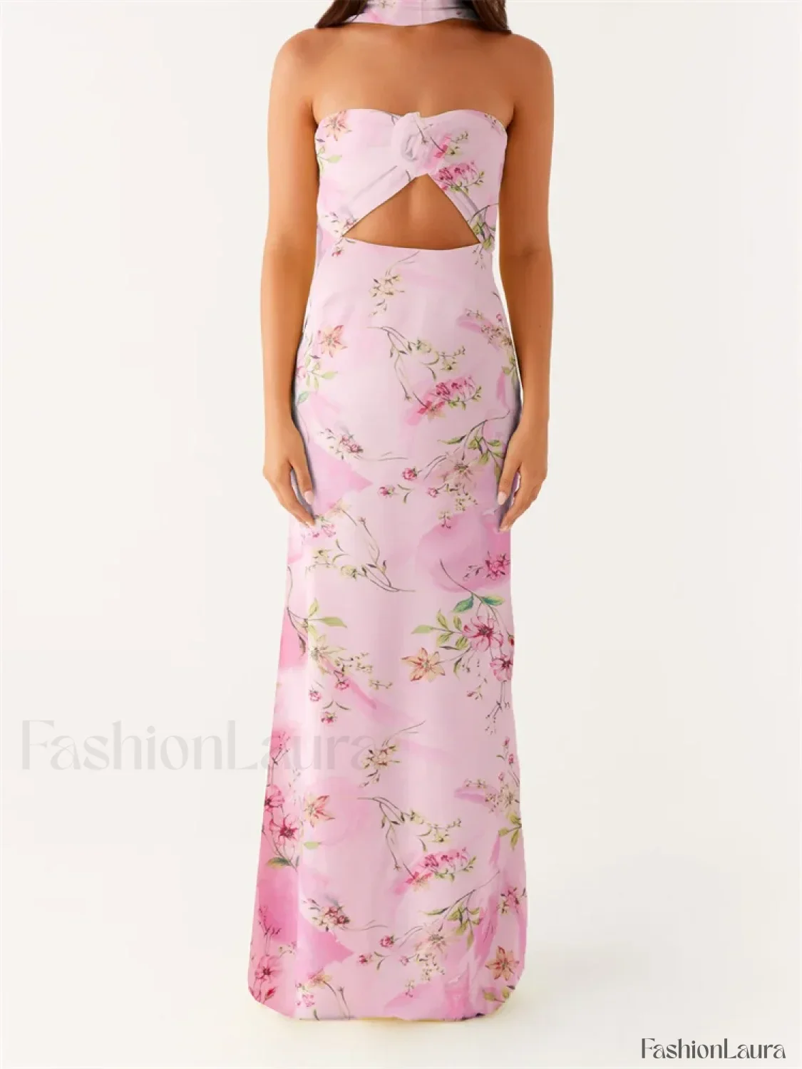 3D Flower Patchwork Tube Maxi Dress - Image 17