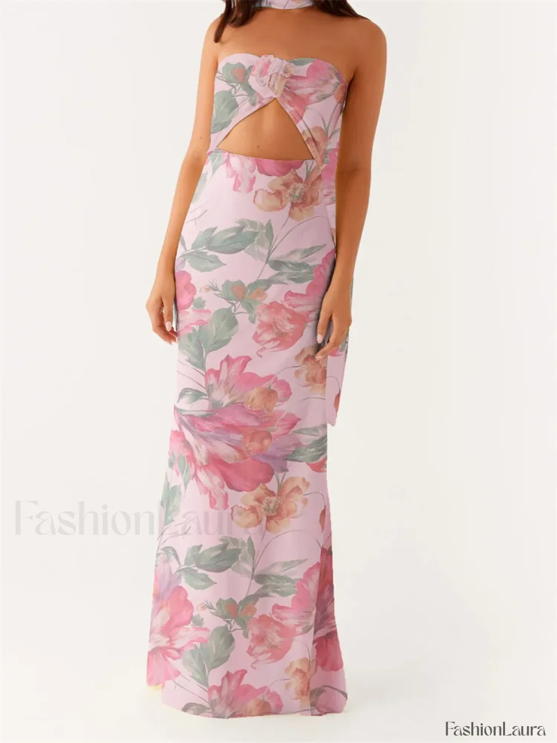 3D Flower Patchwork Tube Maxi Dress - Image 18