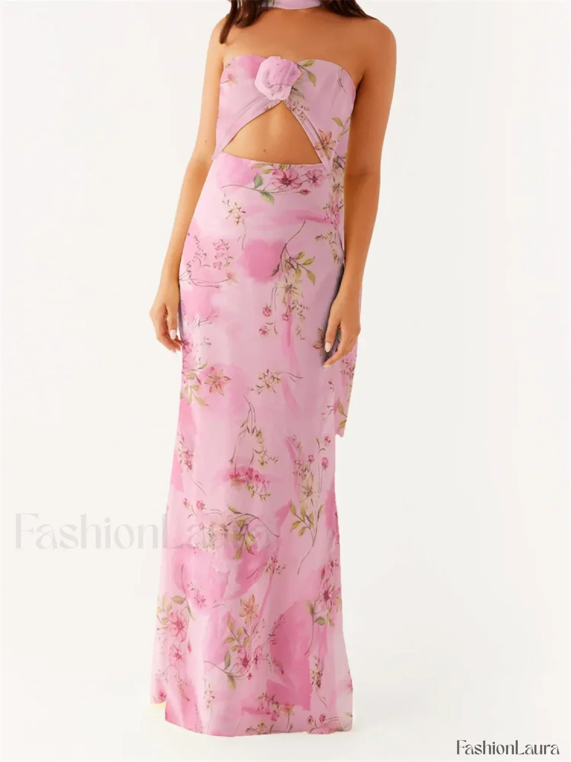 3D Flower Patchwork Tube Maxi Dress - Image 19