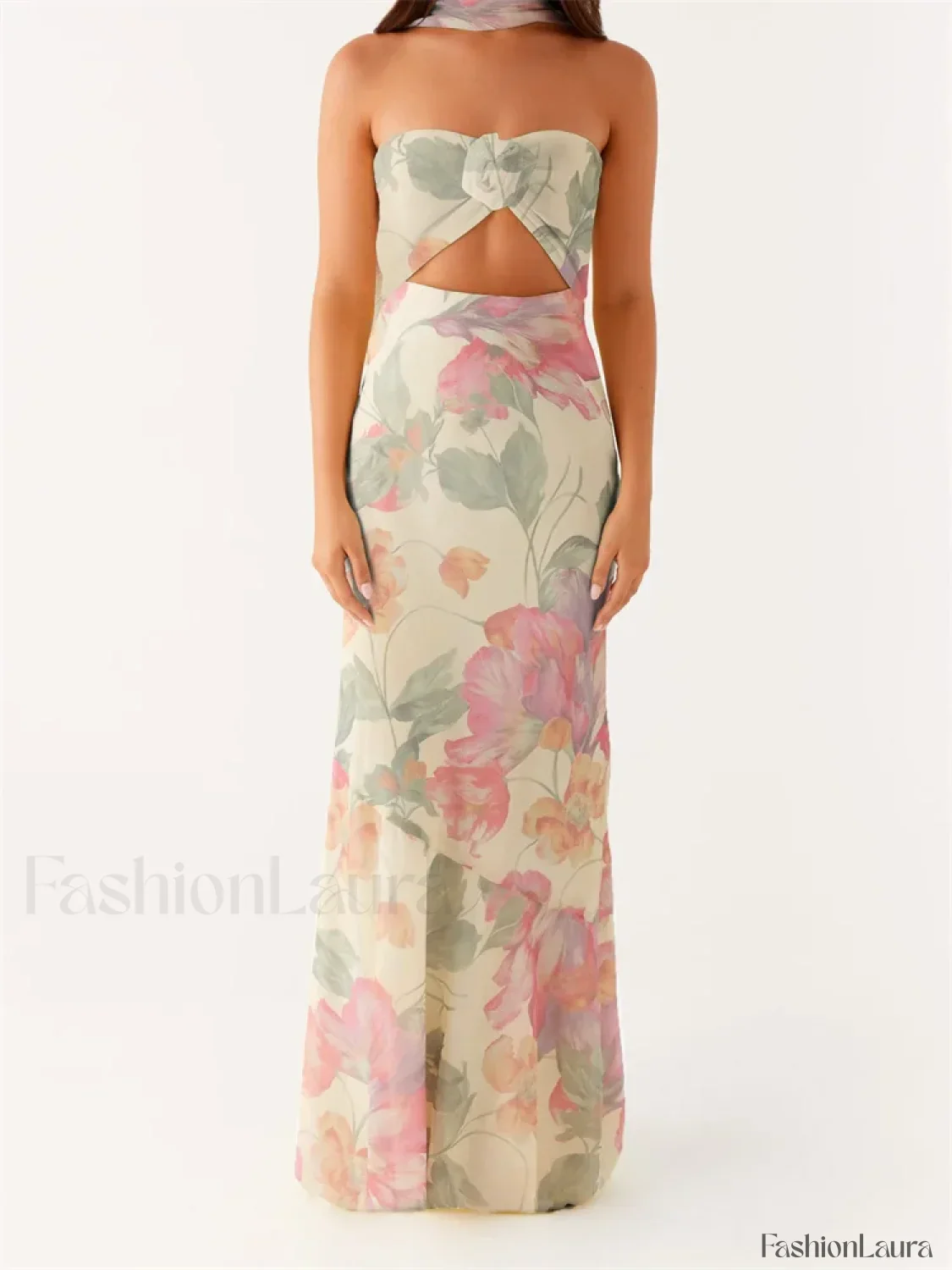 3D Flower Patchwork Tube Maxi Dress - Image 20