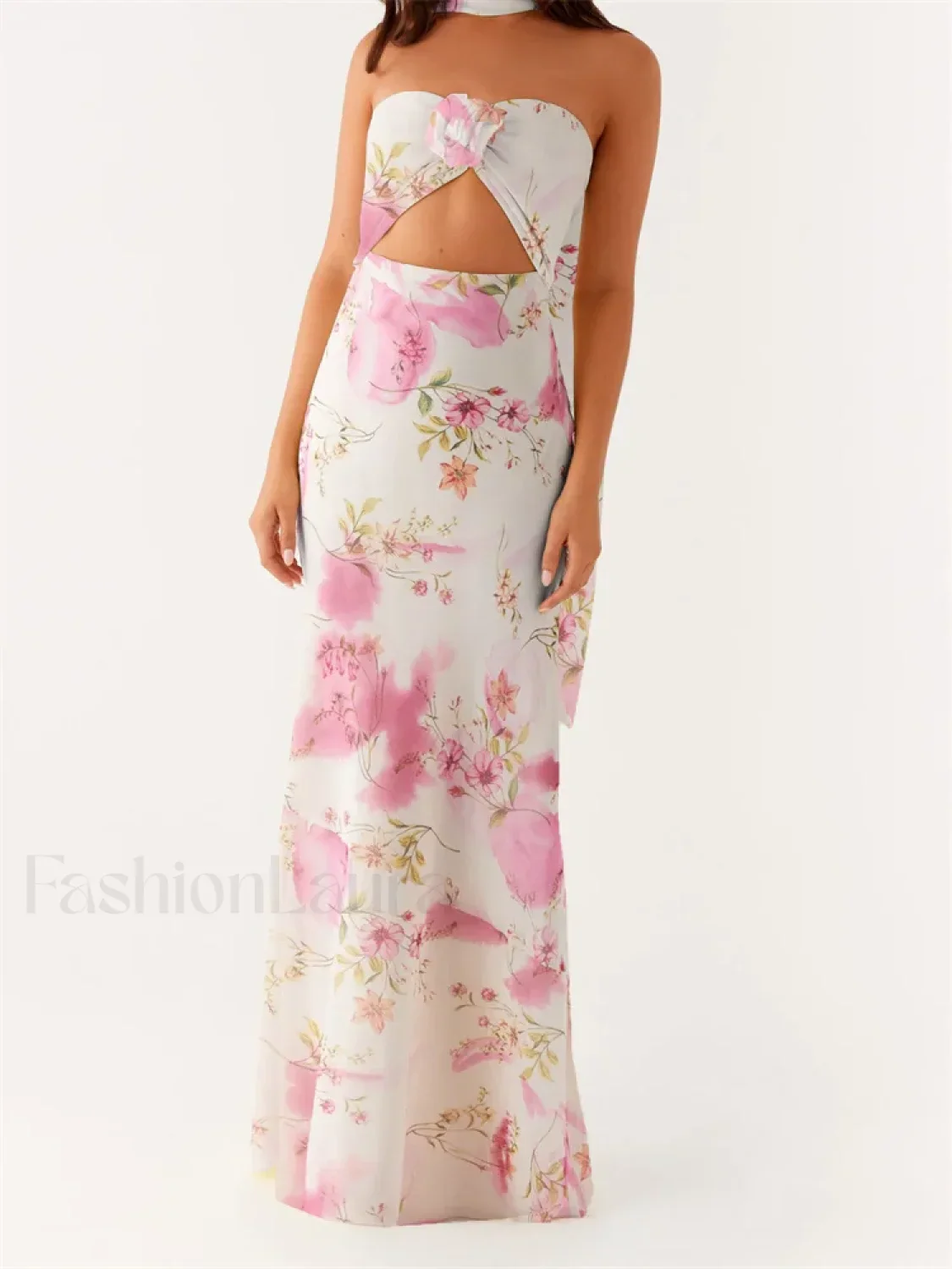 3D Flower Patchwork Tube Maxi Dress - Image 6