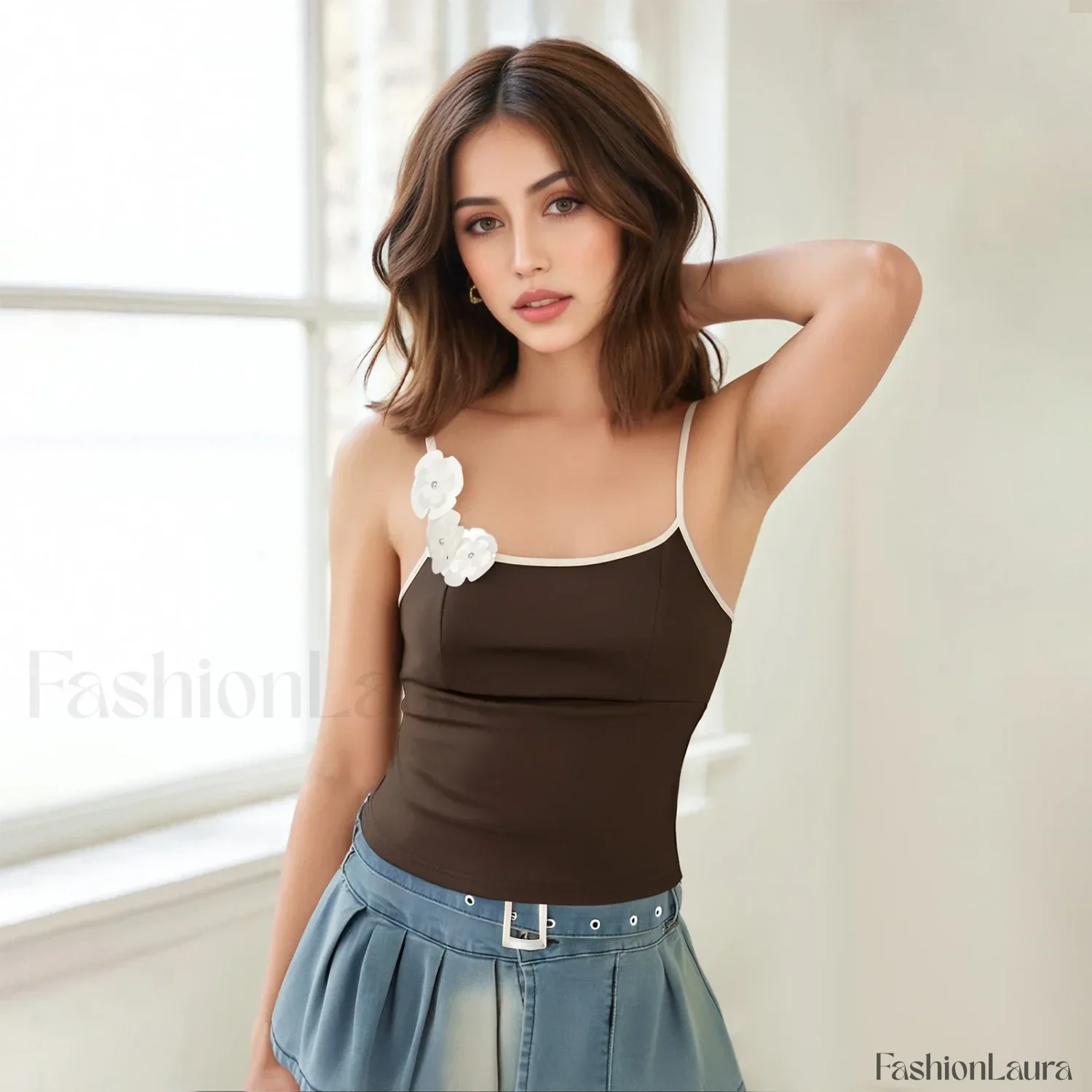 3D Flower Square-Neck Crop Top - Image 14