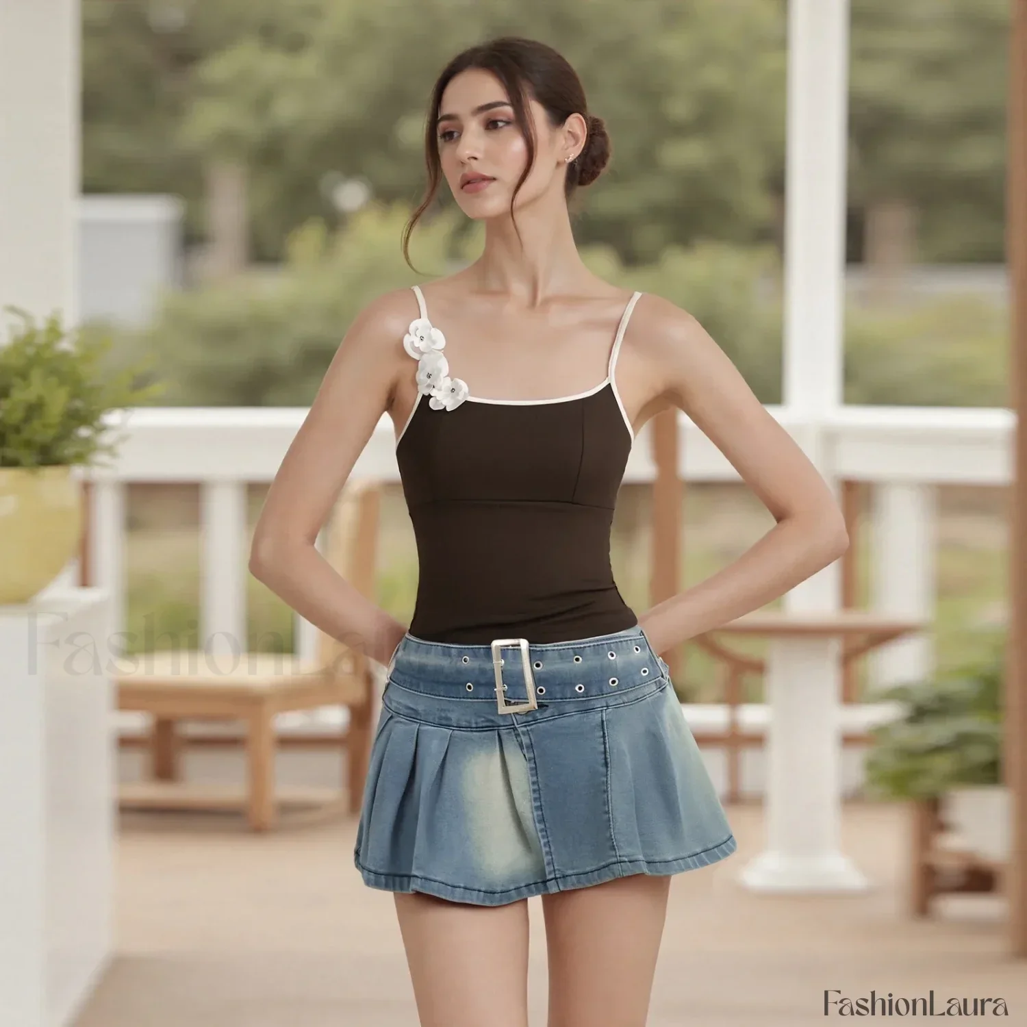 3D Flower Square-Neck Crop Top - Image 16