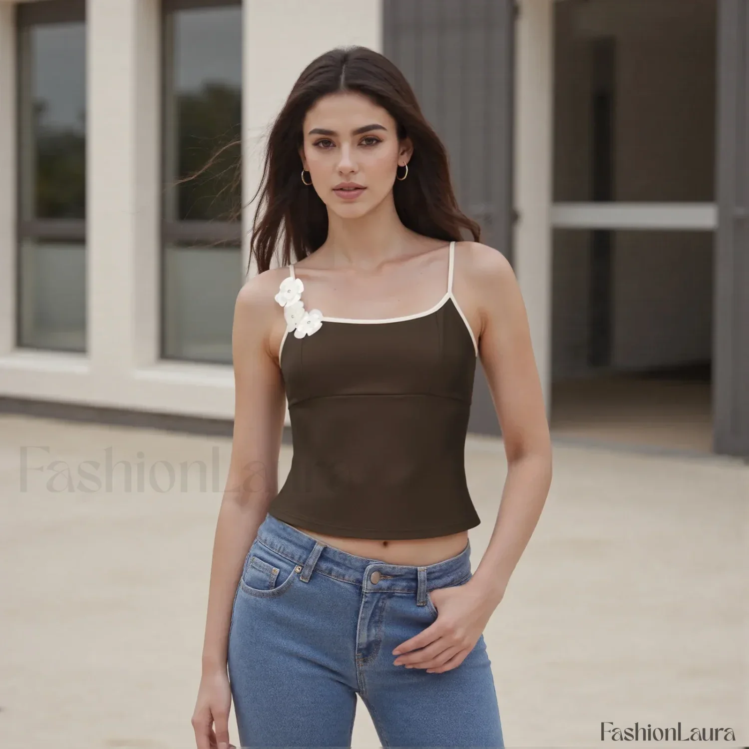 3D Flower Square-Neck Crop Top - Image 17