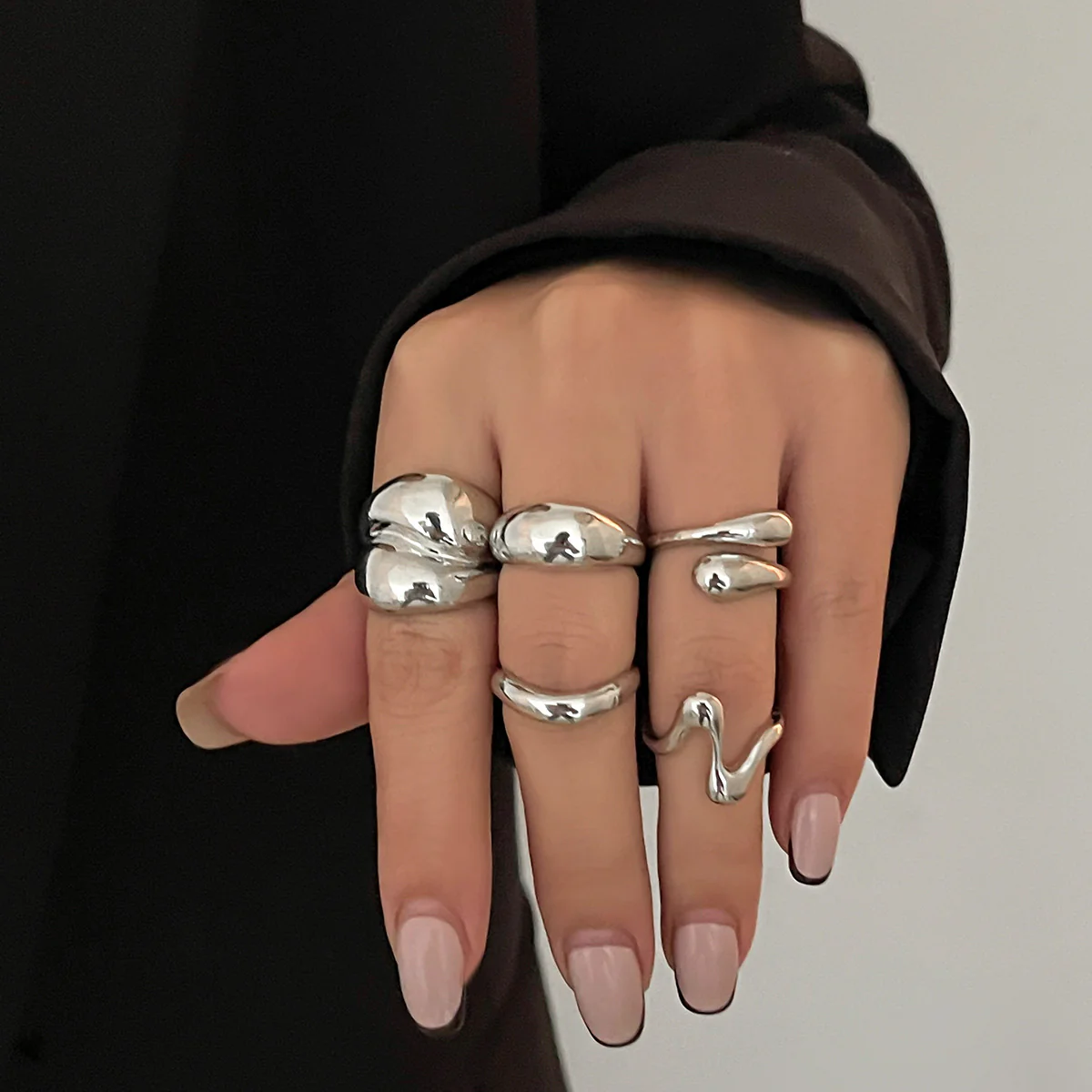 5-Piece Liquid Metal Ring Set - Image 5