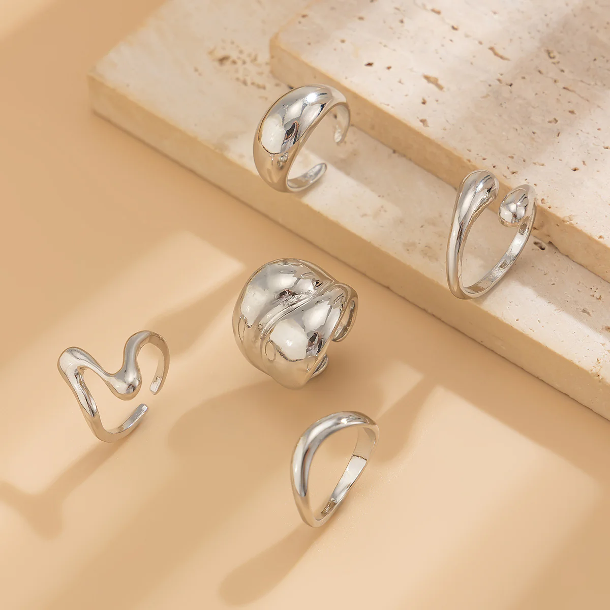 5-Piece Liquid Metal Ring Set - Image 7