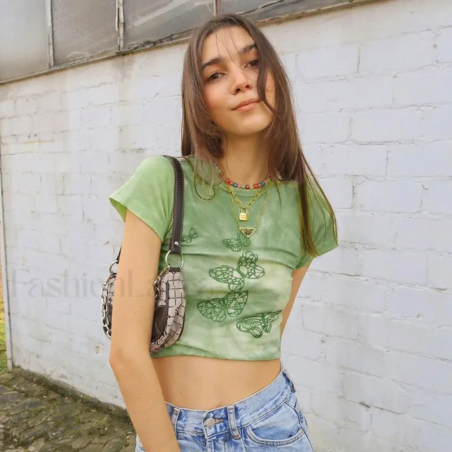 90s Butterfly Print Sexy T-Shirt - Image 4