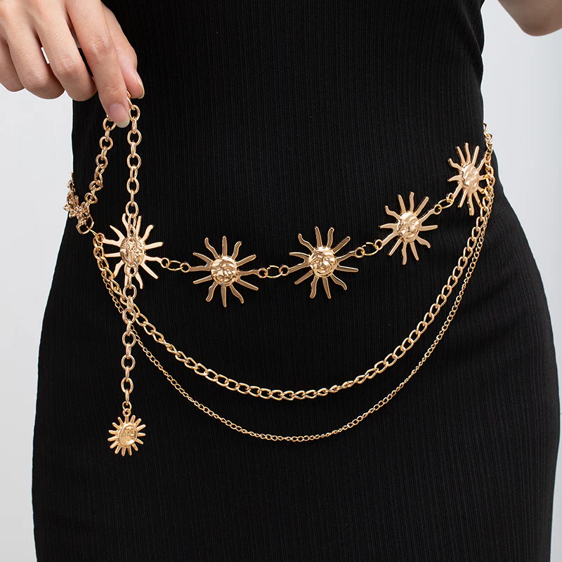 Adjustable Sunflower Moon Metal Waist Chain