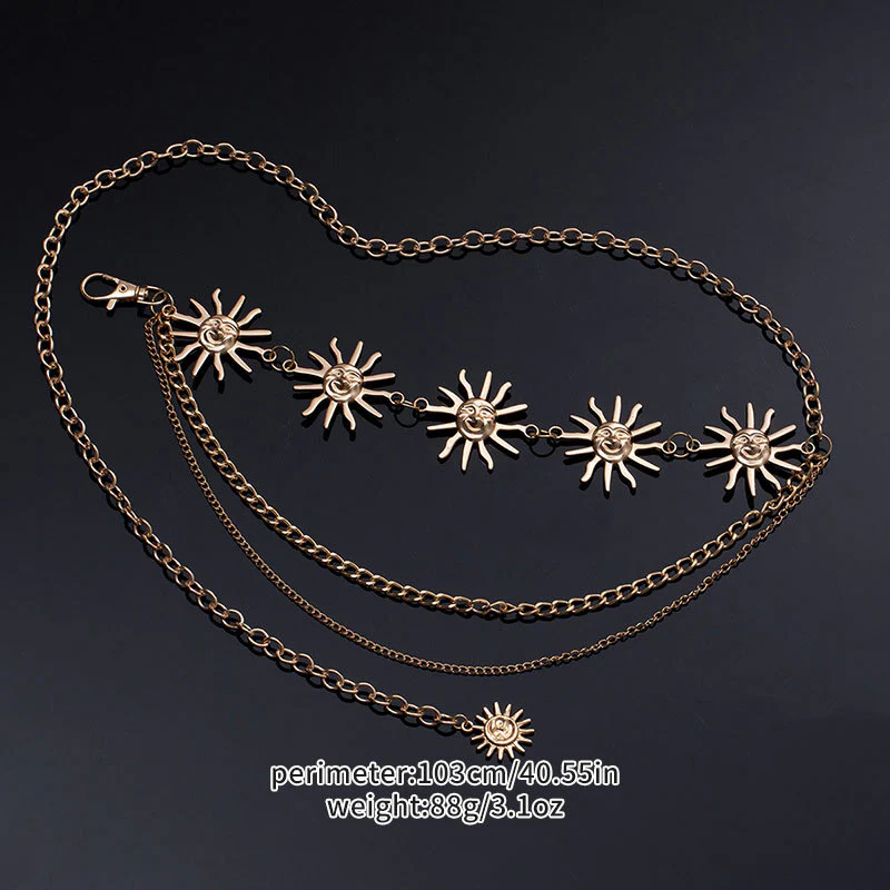 Adjustable Sunflower Moon Metal Waist Chain - Image 3