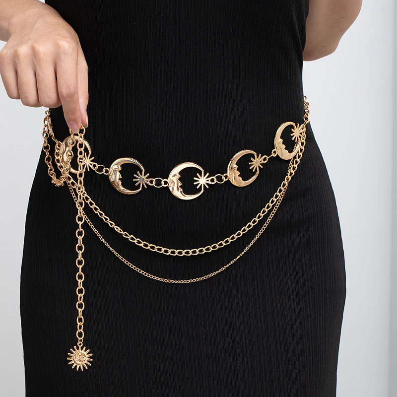 Adjustable Sunflower Moon Metal Waist Chain - Image 4