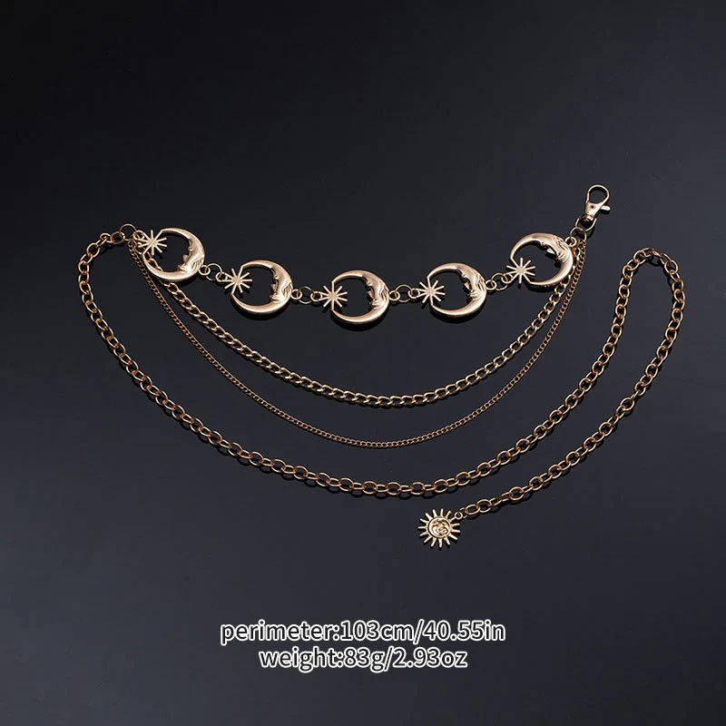 Adjustable Sunflower Moon Metal Waist Chain - Image 6