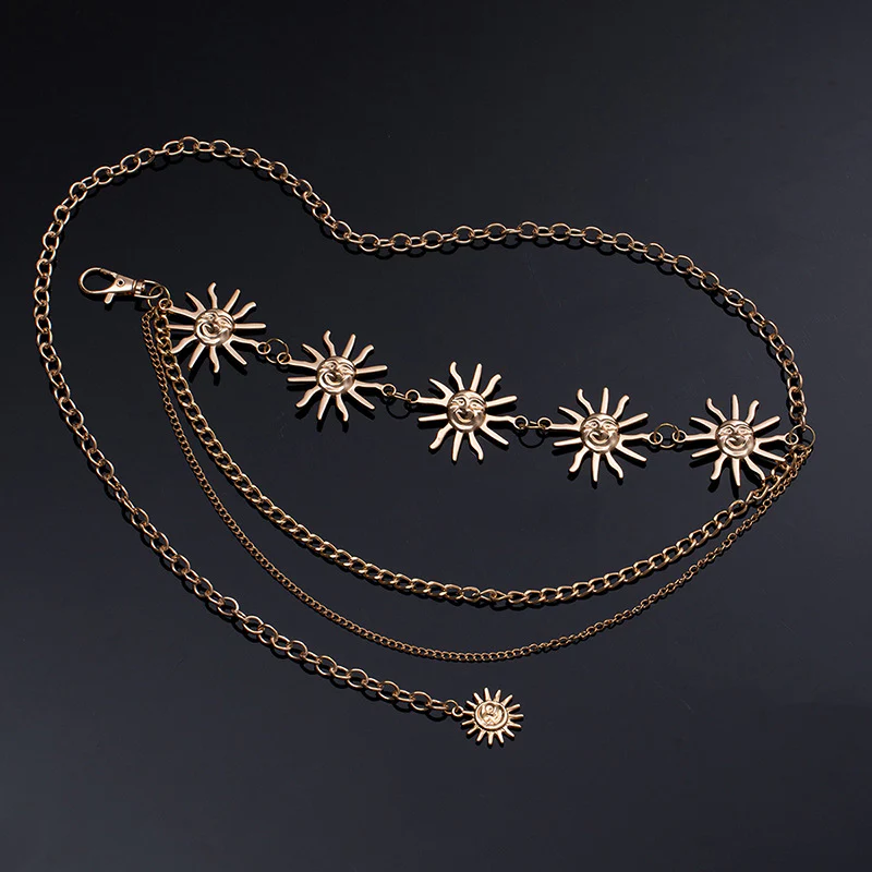 Adjustable Sunflower Moon Metal Waist Chain - Image 7