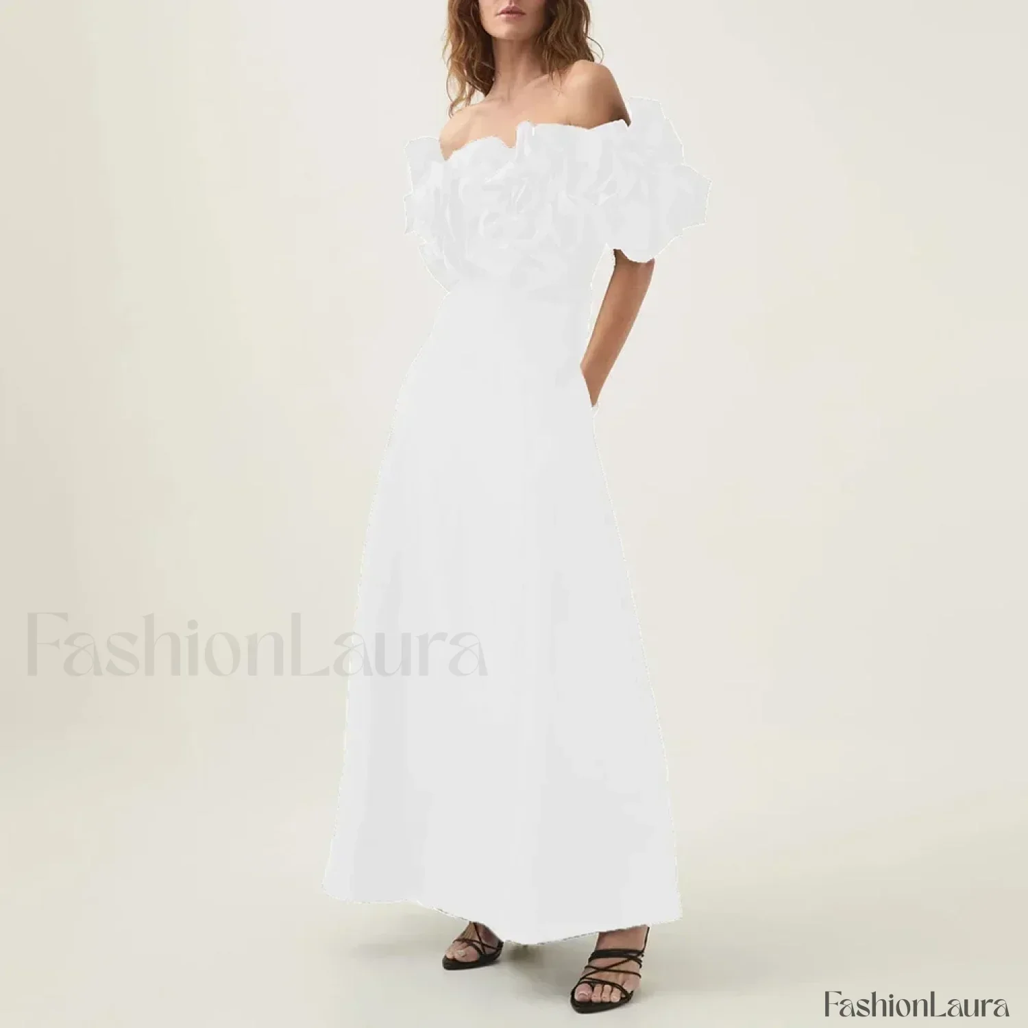 Applique Solid Slash Maxi Dress - Image 16