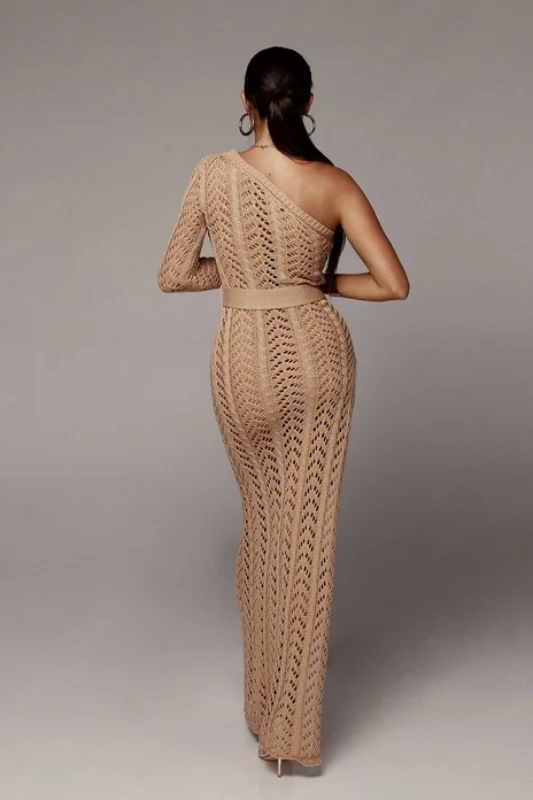 Asymmetric Crochet Openwork Knit Boho Dress - Image 6