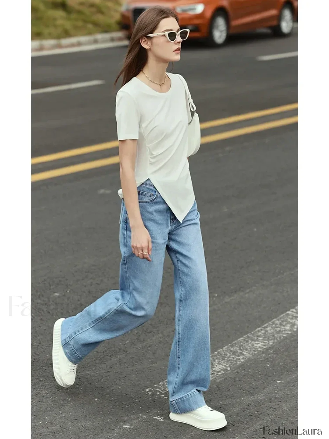 Asymmetric Neck Solid T-Shirt - Image 14