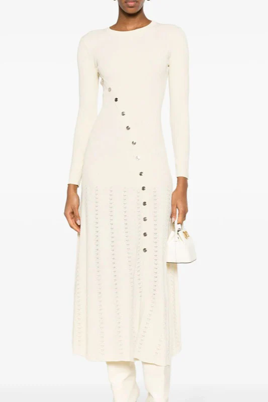 Asymmetrical Button Sweater Dress - Image 2