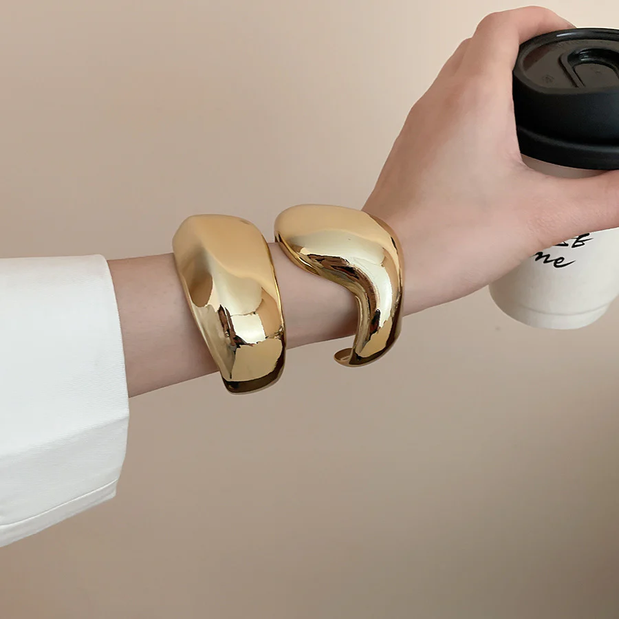 Asymmetrical Twisted Open Cuff Bracelet - Image 3