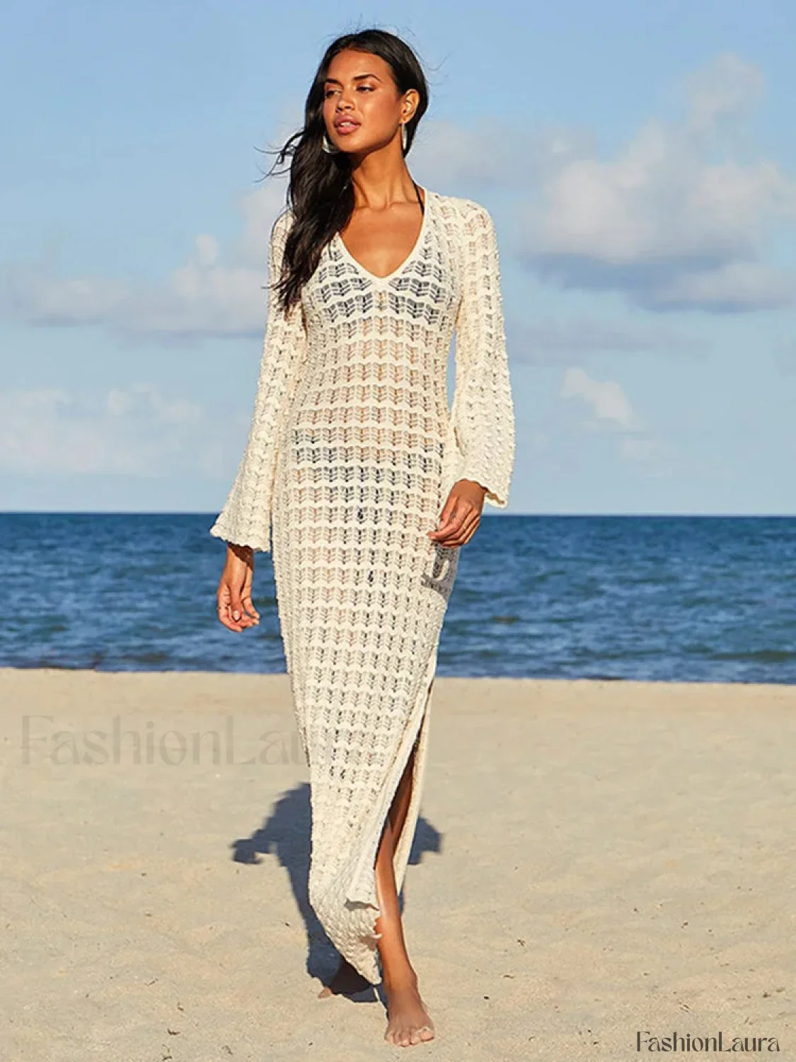 Backless Hollow Out Slit Cut Cover Up - Image 7