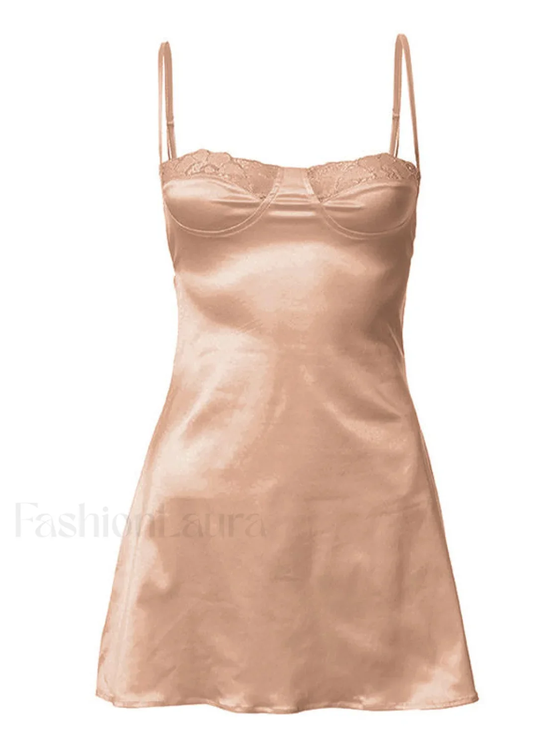 Backless Lace Paneled Slip Mini Dress - Image 14