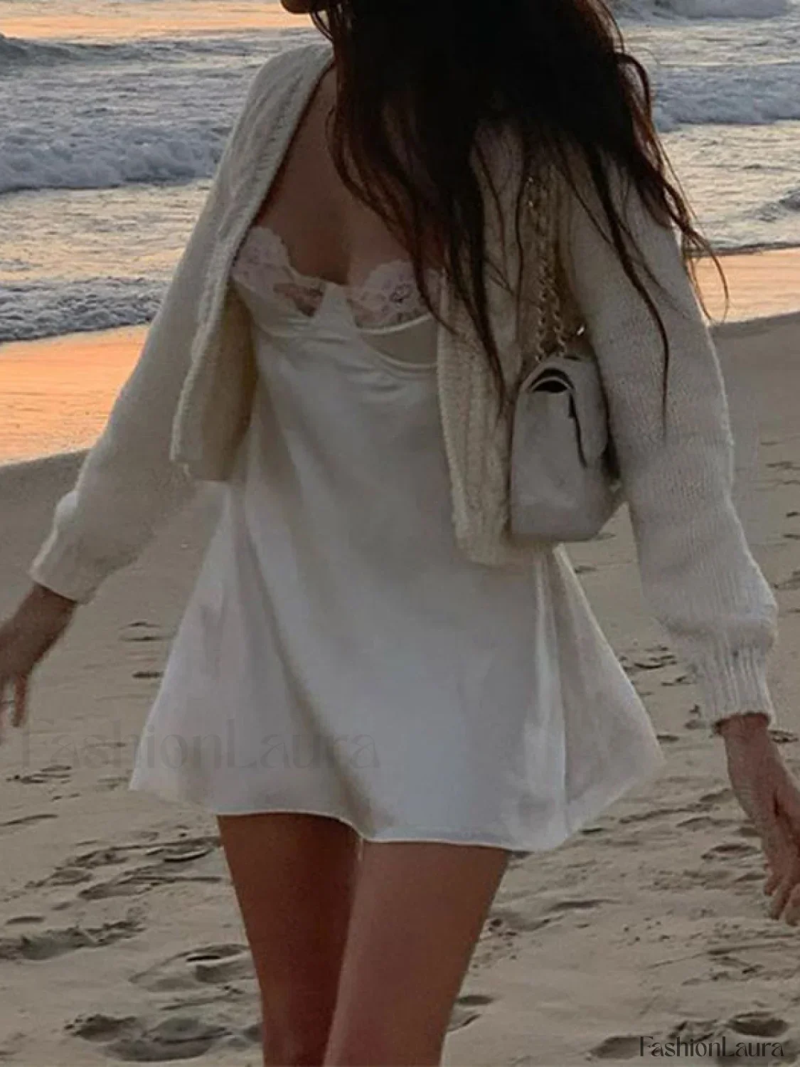 Backless Lace Paneled Slip Mini Dress - Image 41