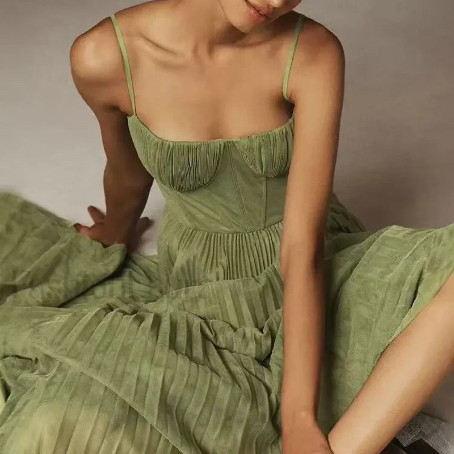 Backless Lace-Up Spaghetti Midi Dress - Image 2