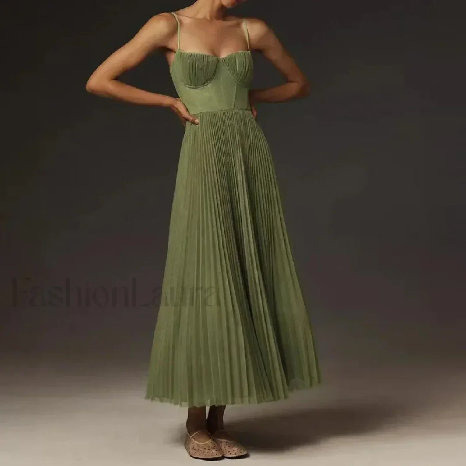 Backless Lace-Up Spaghetti Midi Dress - Image 3