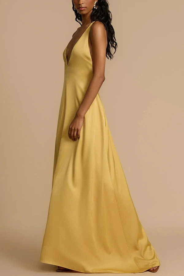 Backless Satin Slip Maxi Dress - Image 2