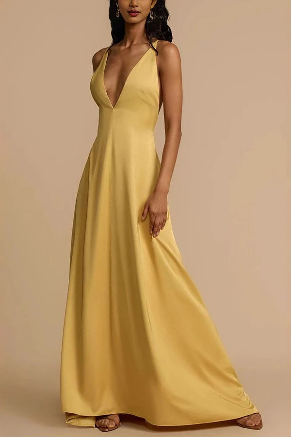 Backless Satin Slip Maxi Dress - Image 3