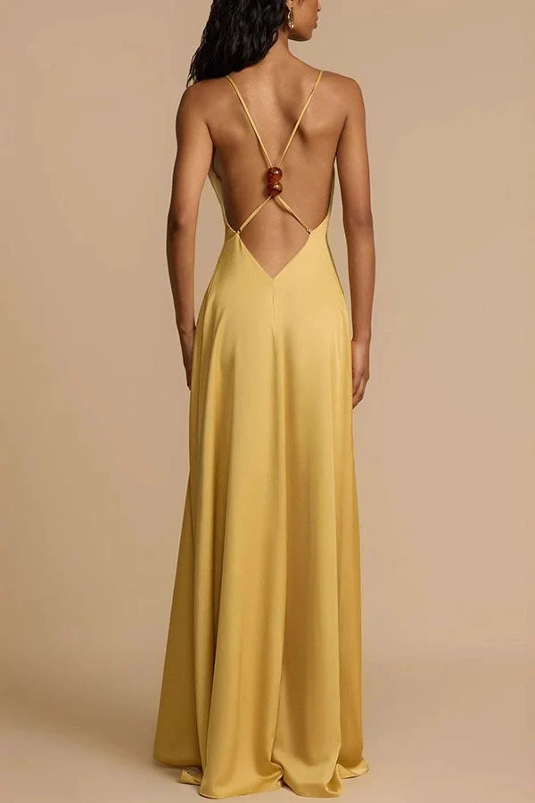 Backless Satin Slip Maxi Dress - Image 4