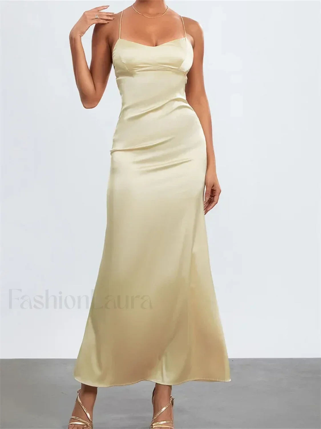 Backless Spaghetti Slim Maxi Dress - Image 12