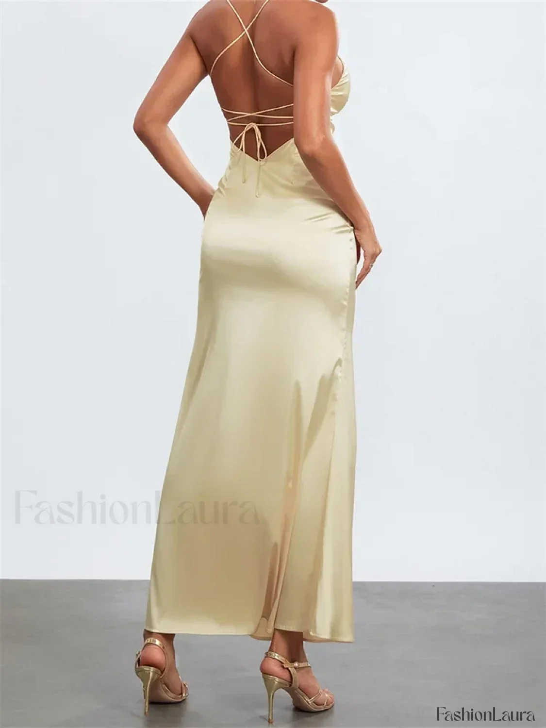 Backless Spaghetti Slim Maxi Dress - Image 15