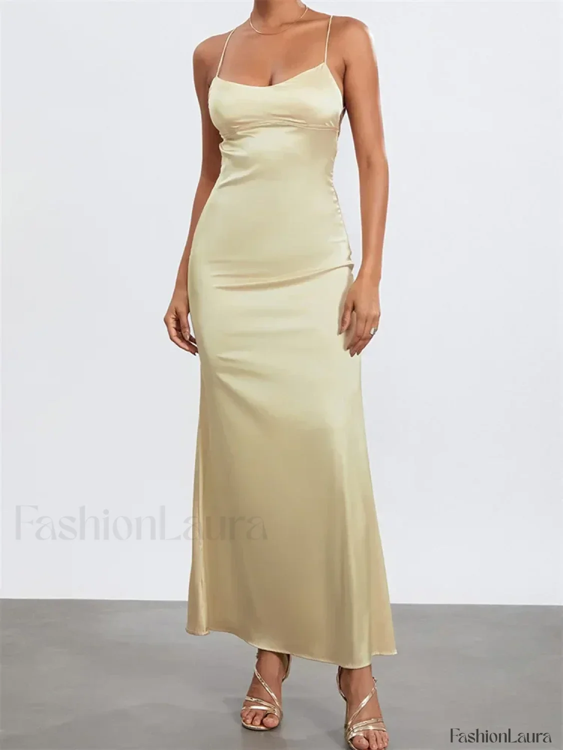 Backless Spaghetti Slim Maxi Dress - Image 16