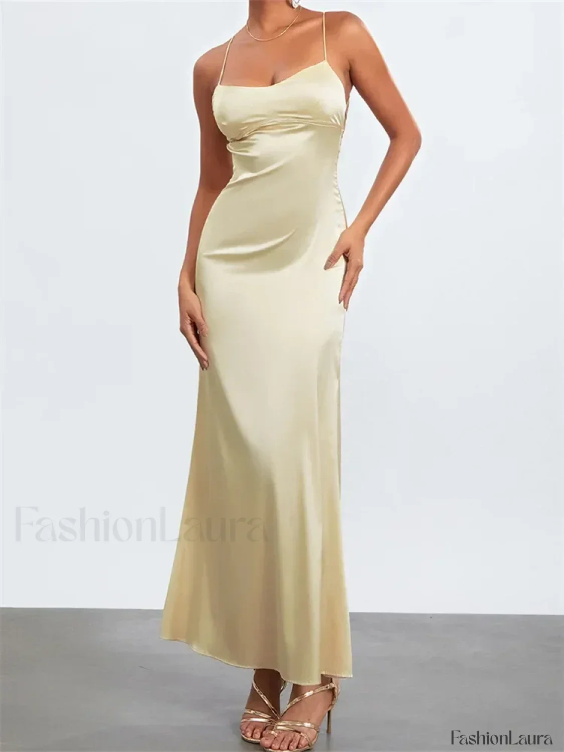 Backless Spaghetti Slim Maxi Dress - Image 17