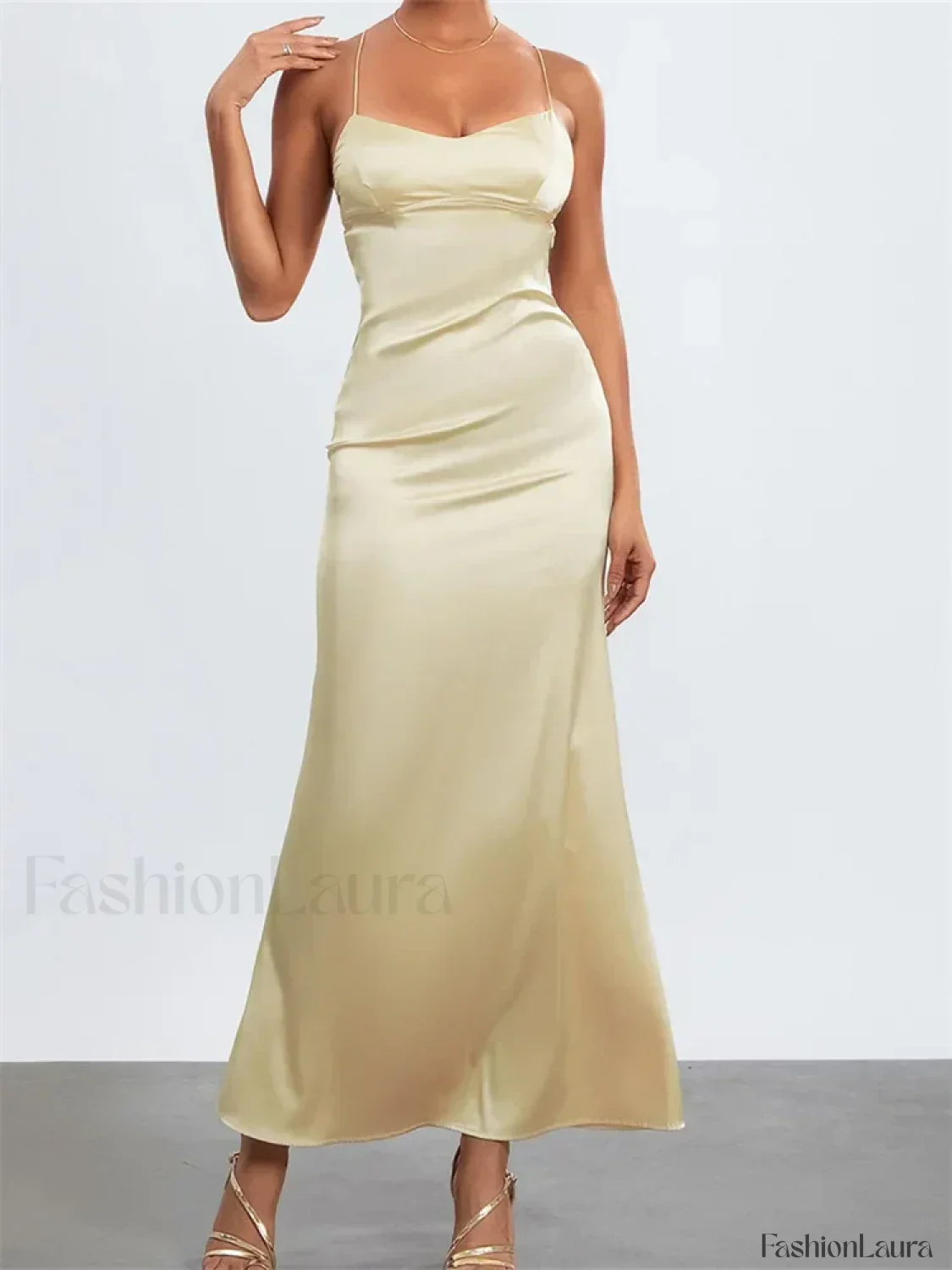 Backless Spaghetti Slim Maxi Dress - Image 18
