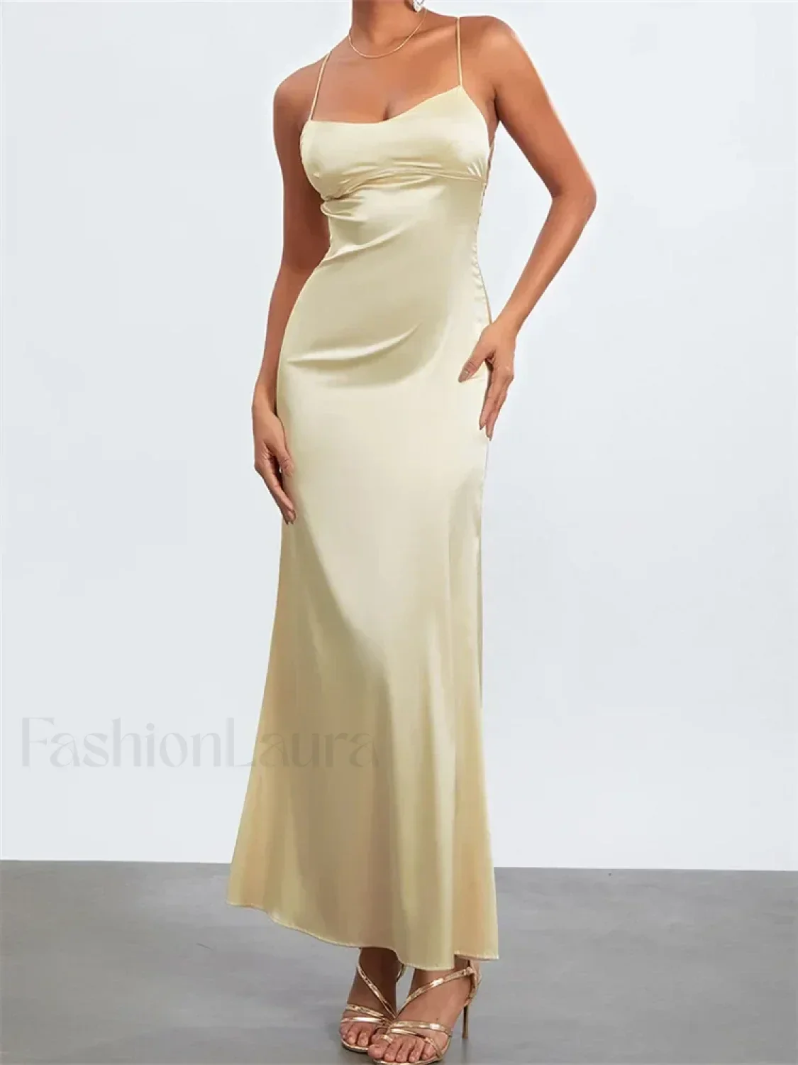 Backless Spaghetti Slim Maxi Dress - Image 2