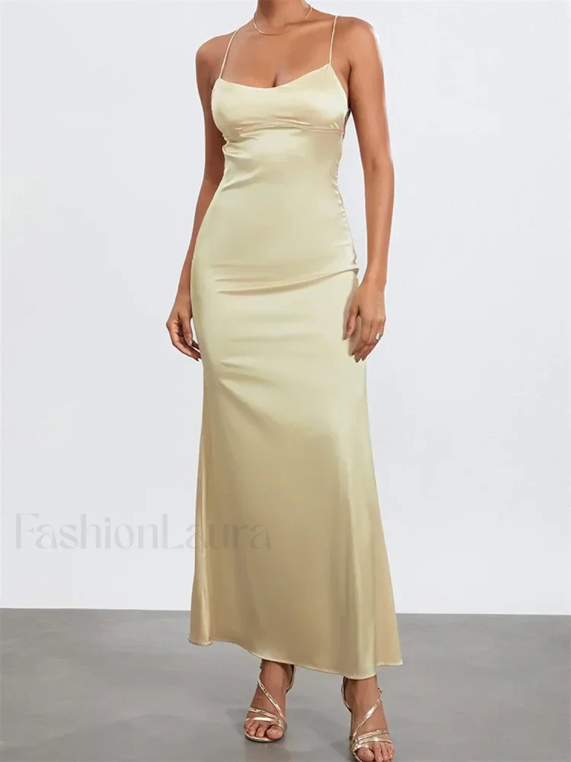 Backless Spaghetti Slim Maxi Dress - Image 3