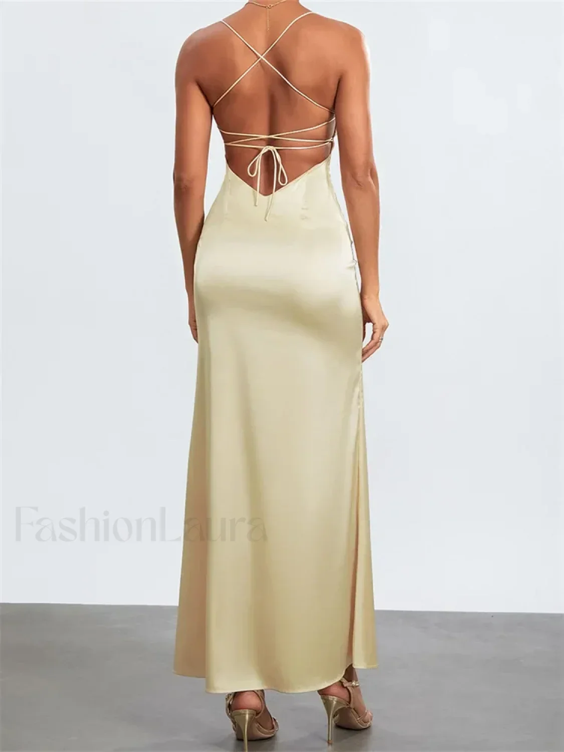 Backless Spaghetti Slim Maxi Dress - Image 5