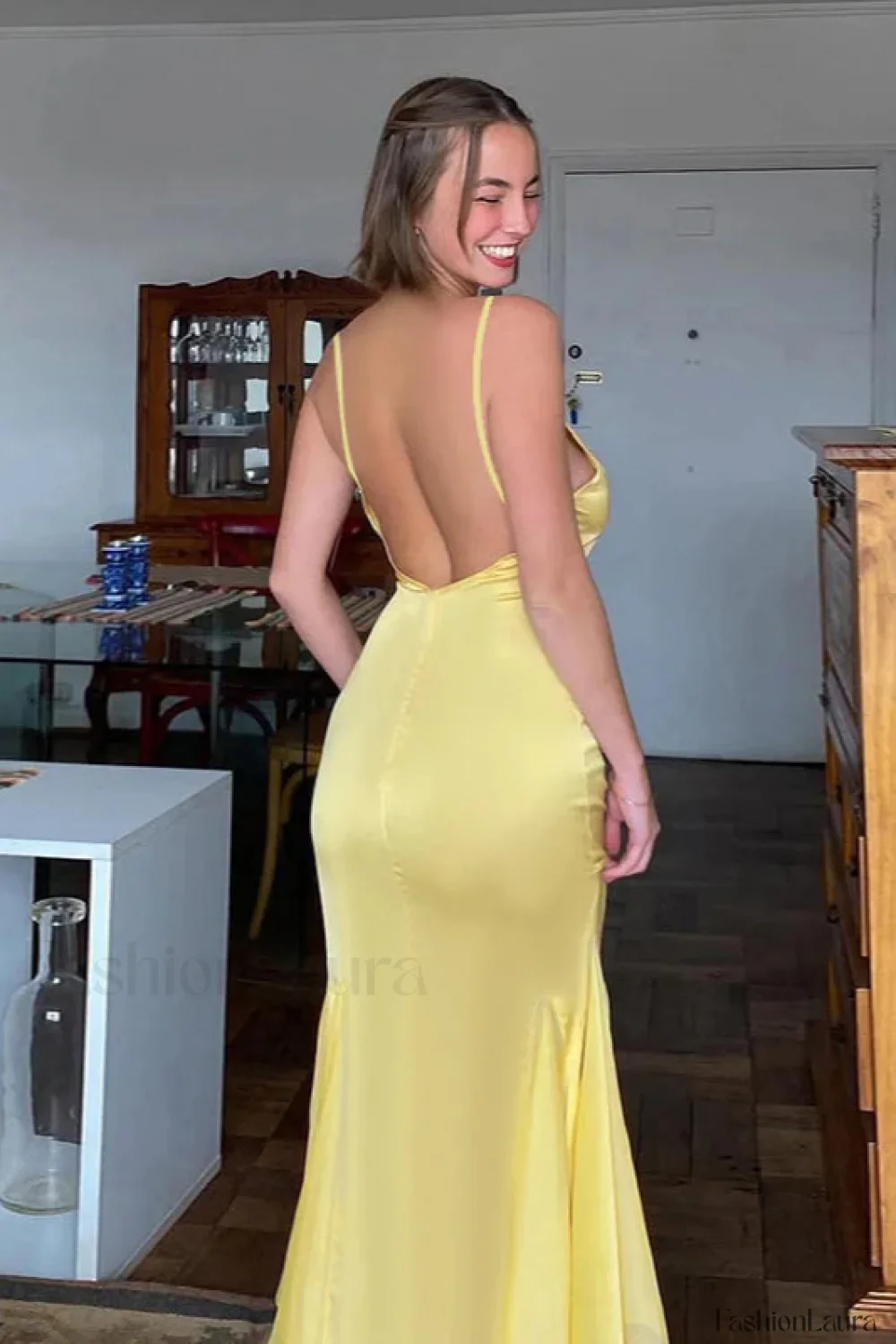 Backless Waist Slim Lotus French Temperament Suspender Maxi Dress - Image 13