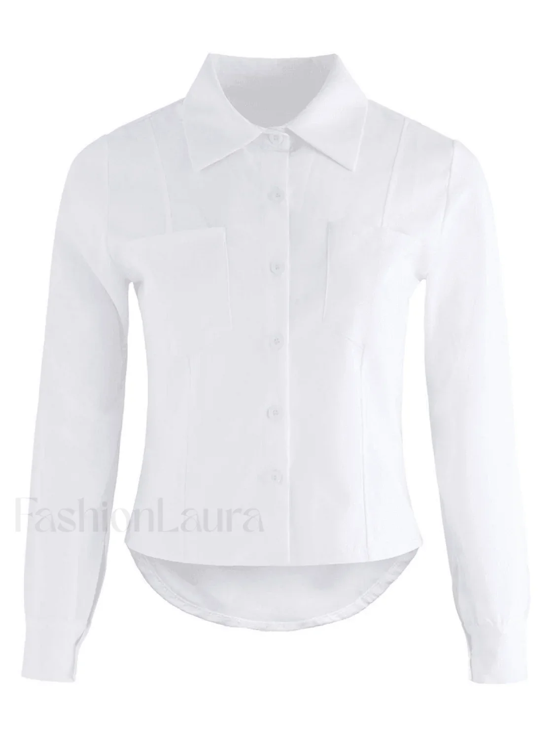 Basic Long Sleeve Button Blouse - Image 17