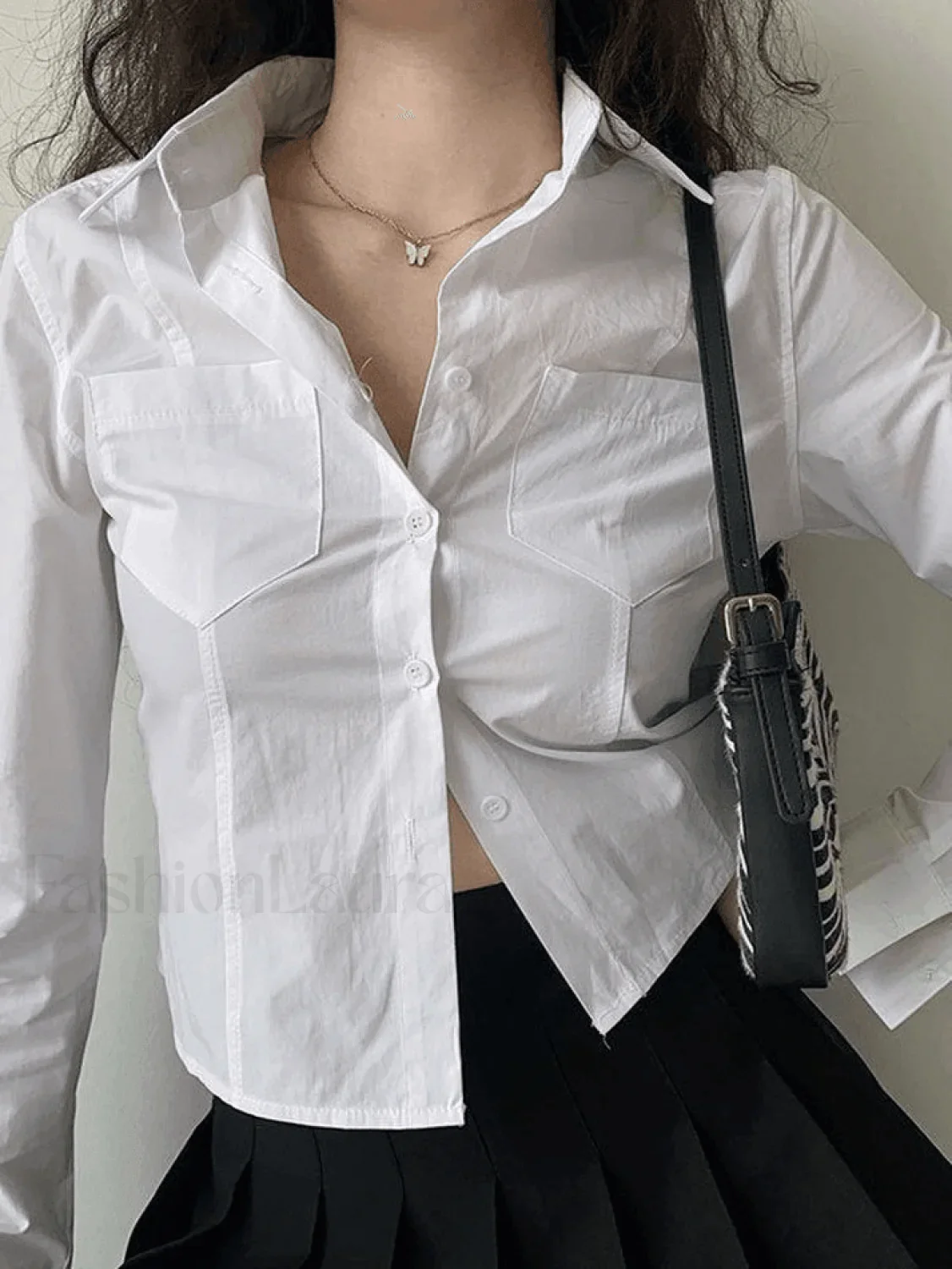 Basic Long Sleeve Button Blouse - Image 24