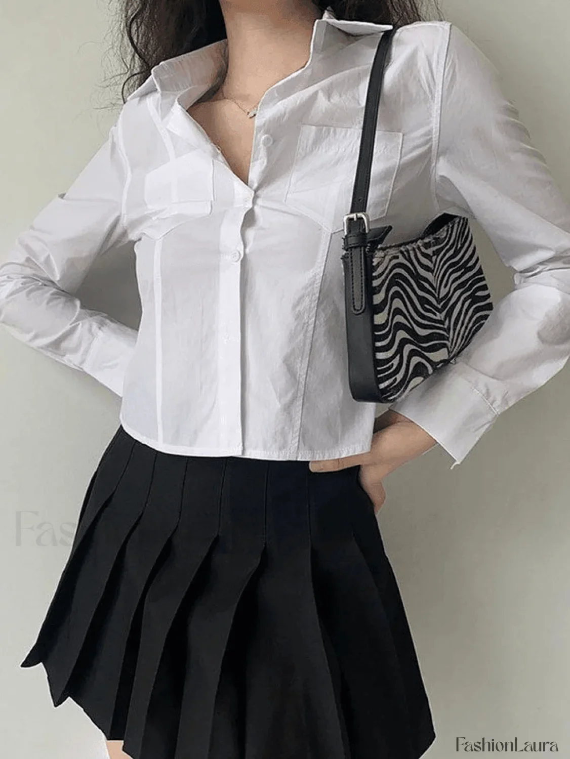 Basic Long Sleeve Button Blouse - Image 25