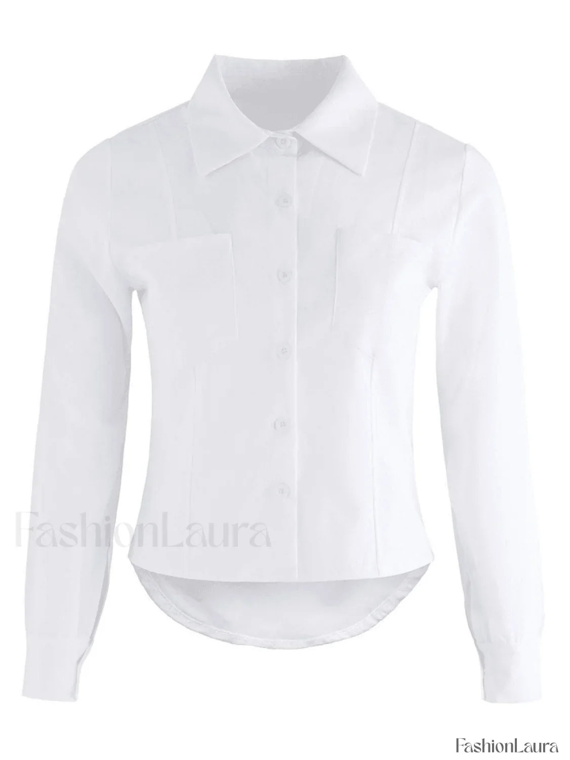 Basic Long Sleeve Button Blouse - Image 27