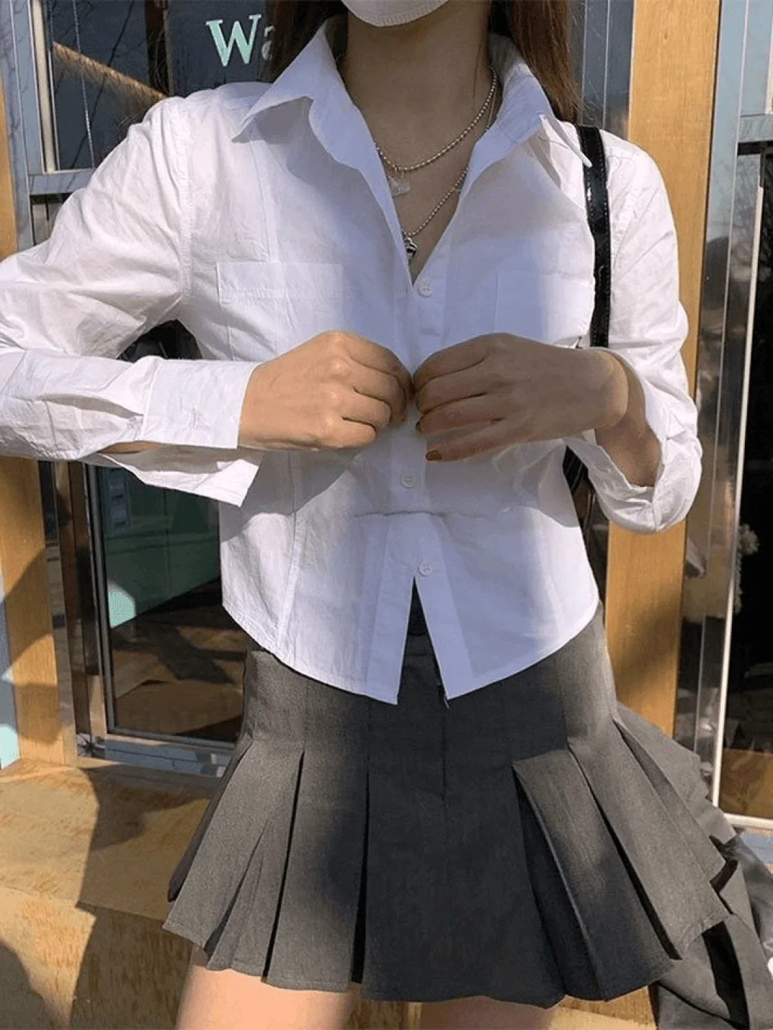 Basic Long Sleeve Button Blouse - Image 6