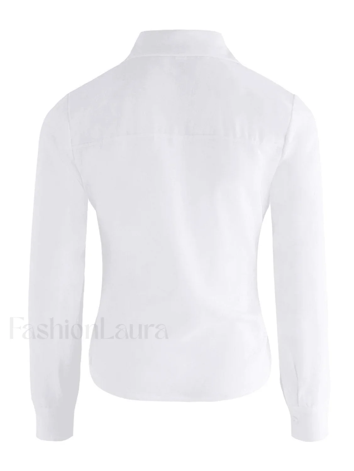 Basic Long Sleeve Button Blouse - Image 9